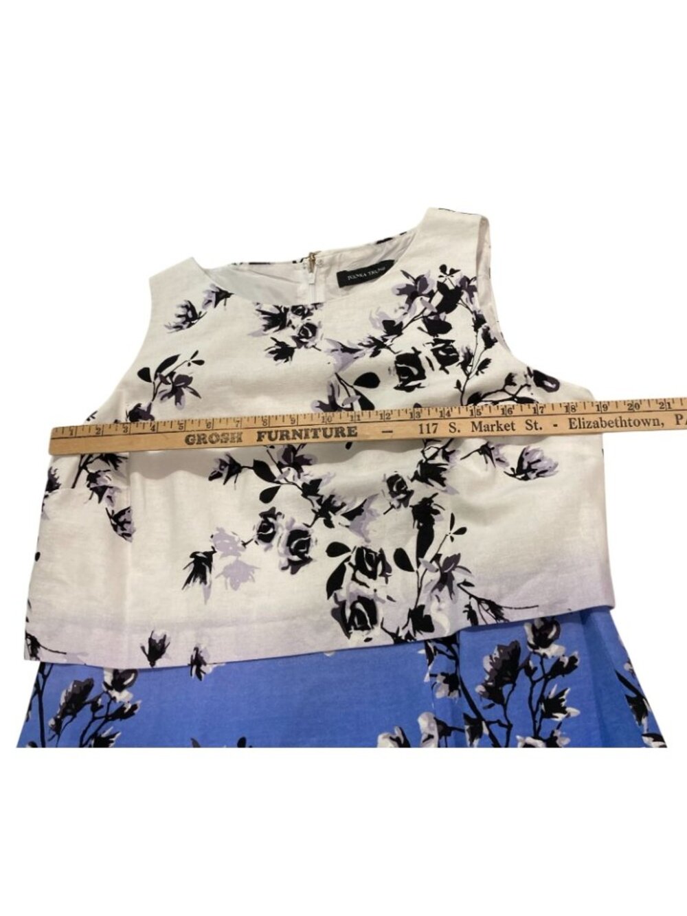 Ivanka Trump Floral Linen Layered Sheath Dress 14 Blue Ombre Feminine Romantic - Picture 8 of 12